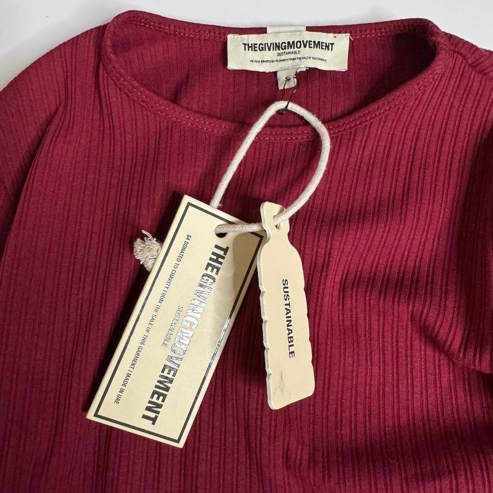 The Giving Movement Bodysuit Ribbed Long Sleeve Maroon Burgundy Size S — image 4 of 8